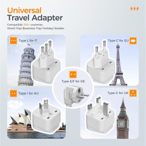 220V to 110V Voltage Converter, TESSAN Universal Travel Adapter with 4 USB Charger (1 USB C), 3 AC Sockets and EU/UK/AU/IT Plug Power Adaptor, Step Down Transformer Outlet Converters for International