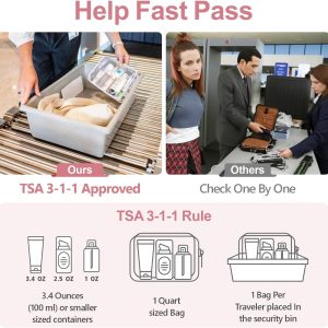 Clear Toiletry Bag, 3 Pack TSA Approved Toiletry Bag Quart Size Bag, Travel Makeup Cosmetic Bag for Women Men, Carry on Airport Airline Compliant Bag, White (for age 12 or above)