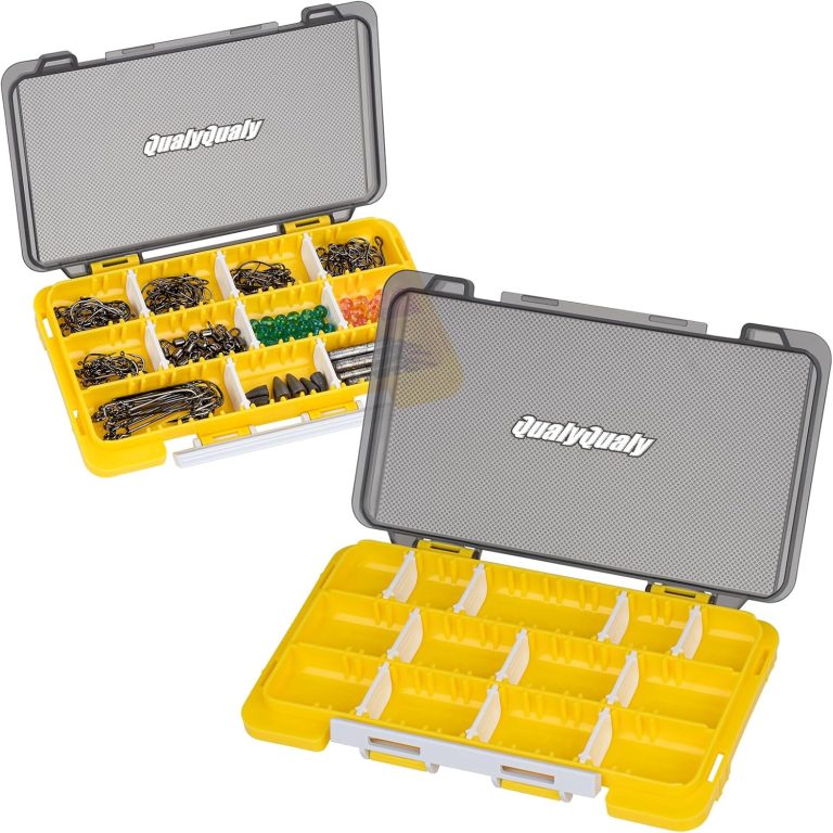 QualyQualy Fishing Tackle Box, Small Tackle Box Organizer with Removeable Diveders, 2 in 1 Small Fishing Tackle Box Organizer, Plastic Storage Box, Yellow, 2 Pack