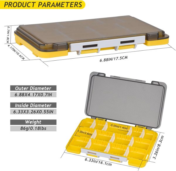 QualyQualy Fishing Tackle Box, Small Tackle Box Organizer with Removeable Diveders, 2 in 1 Small Fishing Tackle Box Organizer, Plastic Storage Box, Yellow, 2 Pack - Image 7